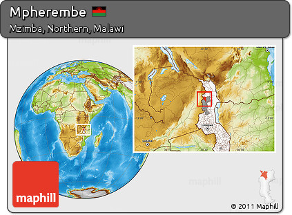 Physical Location Map of Mpherembe, highlighted country, highlighted parent region