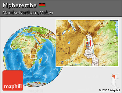 Physical Location Map of Mpherembe, highlighted country, highlighted parent region