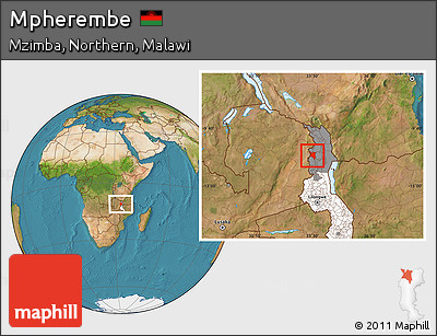 Satellite Location Map of Mpherembe, highlighted country, highlighted grandparent region
