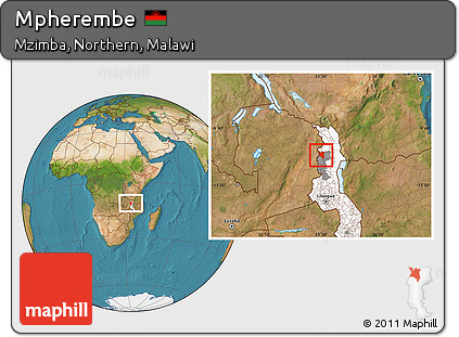 Satellite Location Map of Mpherembe, highlighted country, highlighted parent region
