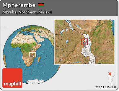 Satellite Location Map of Mpherembe, highlighted country, highlighted parent region
