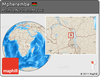 Shaded Relief Location Map of Mpherembe