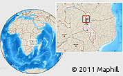Shaded Relief Location Map of Mpherembe, highlighted country, highlighted parent region, within the entire country
