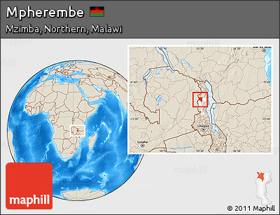 Shaded Relief Location Map of Mpherembe, highlighted parent region
