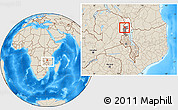 Shaded Relief Location Map of Mpherembe, highlighted parent region, highlighted grandparent region, within the entire country