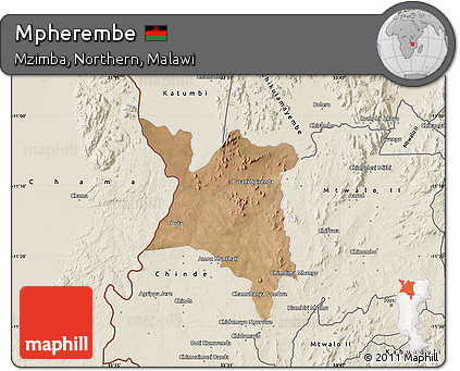 Satellite Map of Mpherembe, shaded relief outside