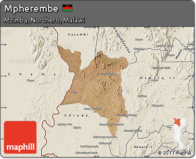 Satellite Map of Mpherembe, shaded relief outside