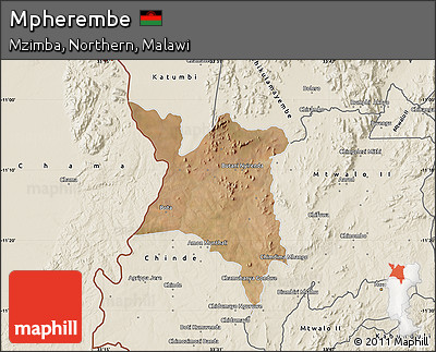 Satellite Map of Mpherembe, shaded relief outside