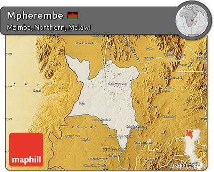 Shaded Relief Map of Mpherembe, physical outside
