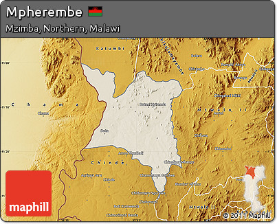 Shaded Relief Map of Mpherembe, physical outside