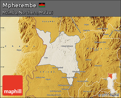 Shaded Relief Map of Mpherembe, physical outside