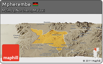 Physical Panoramic Map of Mpherembe, semi-desaturated