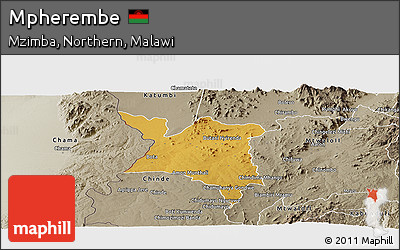 Physical Panoramic Map of Mpherembe, semi-desaturated