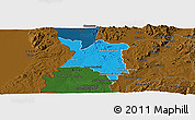 Political Panoramic Map of Mpherembe, darken