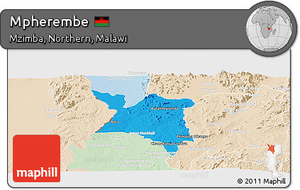 Political Panoramic Map of Mpherembe, lighten