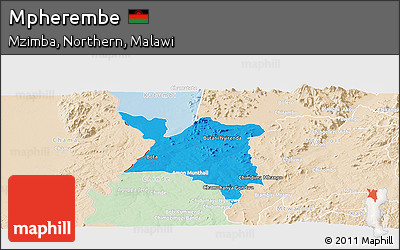 Political Panoramic Map of Mpherembe, lighten