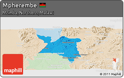 Political Panoramic Map of Mpherembe, lighten