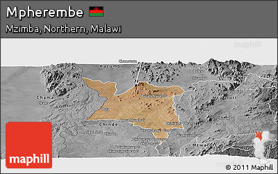 Satellite Panoramic Map of Mpherembe, desaturated