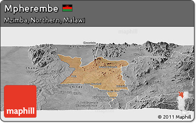 Satellite Panoramic Map of Mpherembe, desaturated