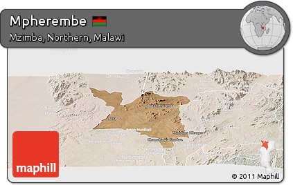 Satellite Panoramic Map of Mpherembe, lighten
