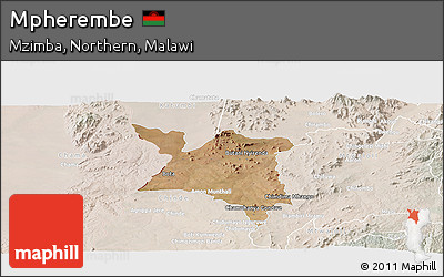 Satellite Panoramic Map of Mpherembe, lighten