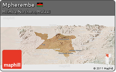 Satellite Panoramic Map of Mpherembe, lighten