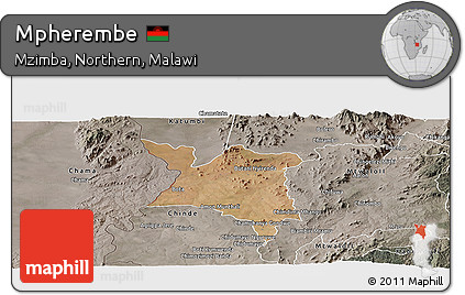 Satellite Panoramic Map of Mpherembe, semi-desaturated
