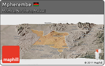 Satellite Panoramic Map of Mpherembe, semi-desaturated