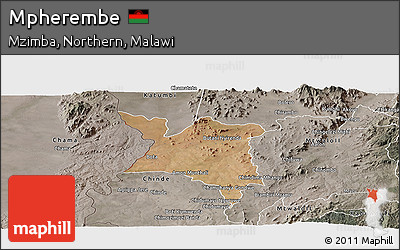 Satellite Panoramic Map of Mpherembe, semi-desaturated