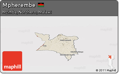 Shaded Relief Panoramic Map of Mpherembe, cropped outside