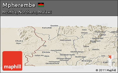 Shaded Relief Panoramic Map of Mpherembe