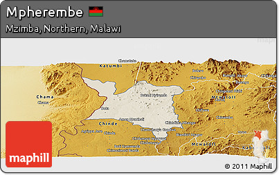 Shaded Relief Panoramic Map of Mpherembe, physical outside