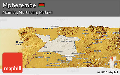 Shaded Relief Panoramic Map of Mpherembe, physical outside
