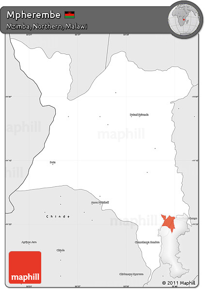 Silver Style Simple Map of Mpherembe