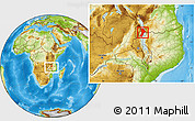 Physical Location Map of Lake Malawi, within the entire country