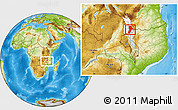 Physical Location Map of Lake Malawi, highlighted grandparent region, within the entire country