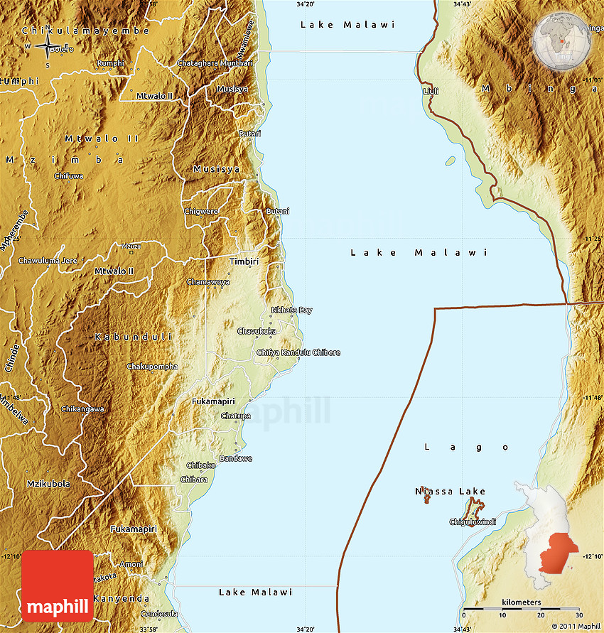 Nkhata Bay Malawi Map Physical Map Of Nkhata Bay