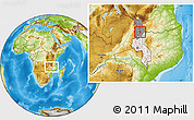 Physical Location Map of Timbiri, highlighted country, highlighted grandparent region, within the entire country