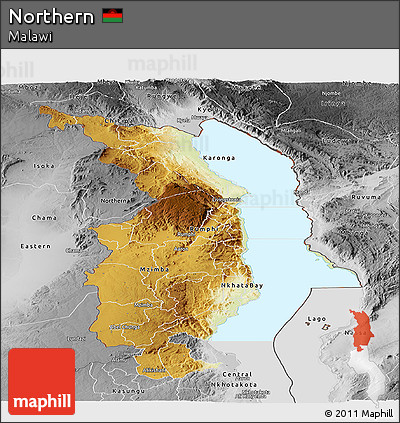 Physical Panoramic Map of Northern, desaturated