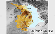 Physical Panoramic Map of Northern, desaturated