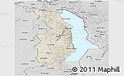 Shaded Relief Panoramic Map of Northern, desaturated