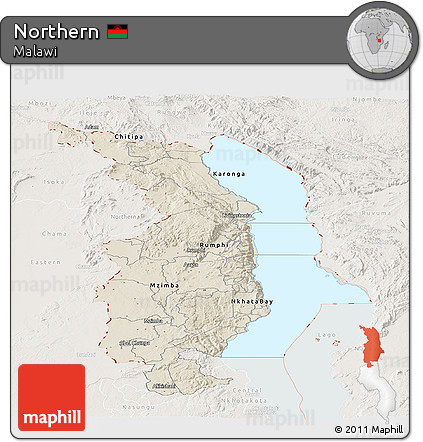 Shaded Relief Panoramic Map of Northern, lighten