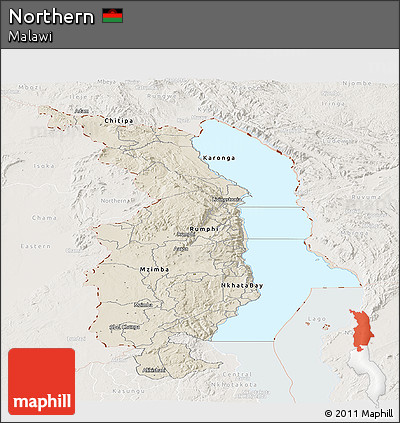 Shaded Relief Panoramic Map of Northern, lighten