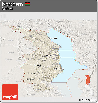 Shaded Relief Panoramic Map of Northern, lighten