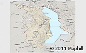 Shaded Relief Panoramic Map of Northern, semi-desaturated