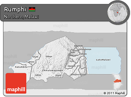 Gray 3D Map of Rumphi, single color outside