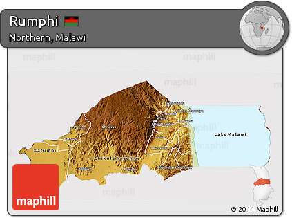 Physical 3D Map of Rumphi, cropped outside
