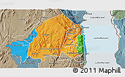 Political 3D Map of Rumphi, semi-desaturated