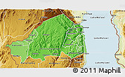 Political Shades 3D Map of Rumphi, physical outside