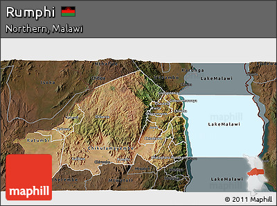 Satellite 3D Map of Rumphi, darken